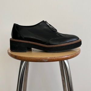 Zara vegan leather loafers with zipper